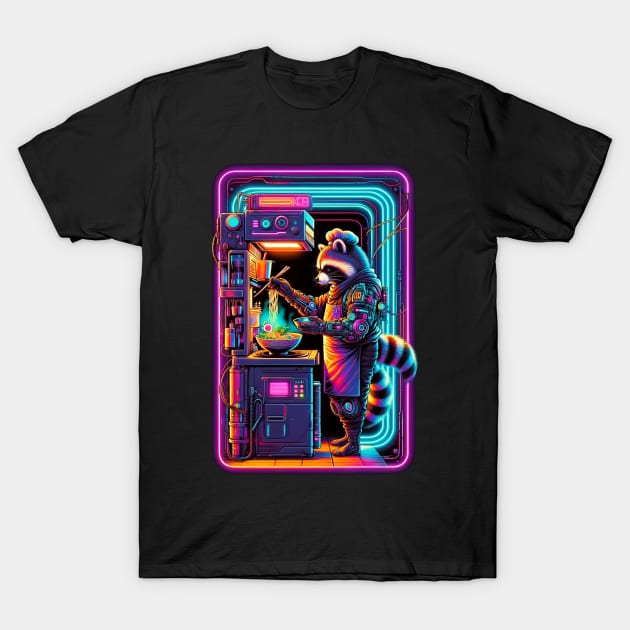 Cyber Chef Raccoon T-Shirt by Penguin-san